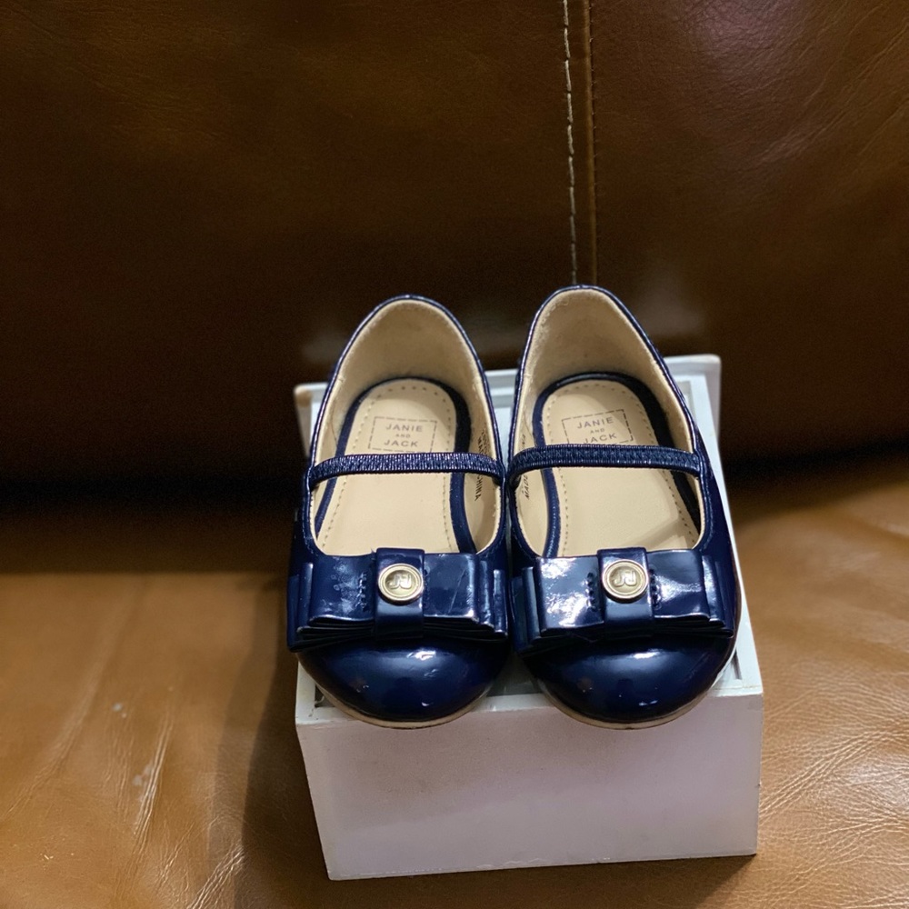 Janie and Jack navy blue toddler dress shoe size 16